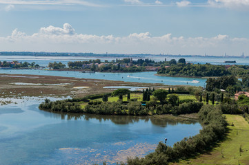 View of the lagoon of Venice, view from the belfry of Torcello