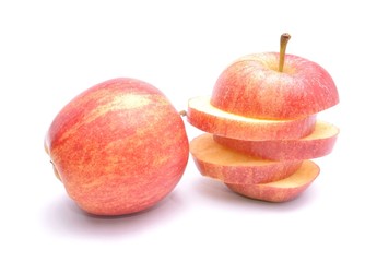 Red apples on white background