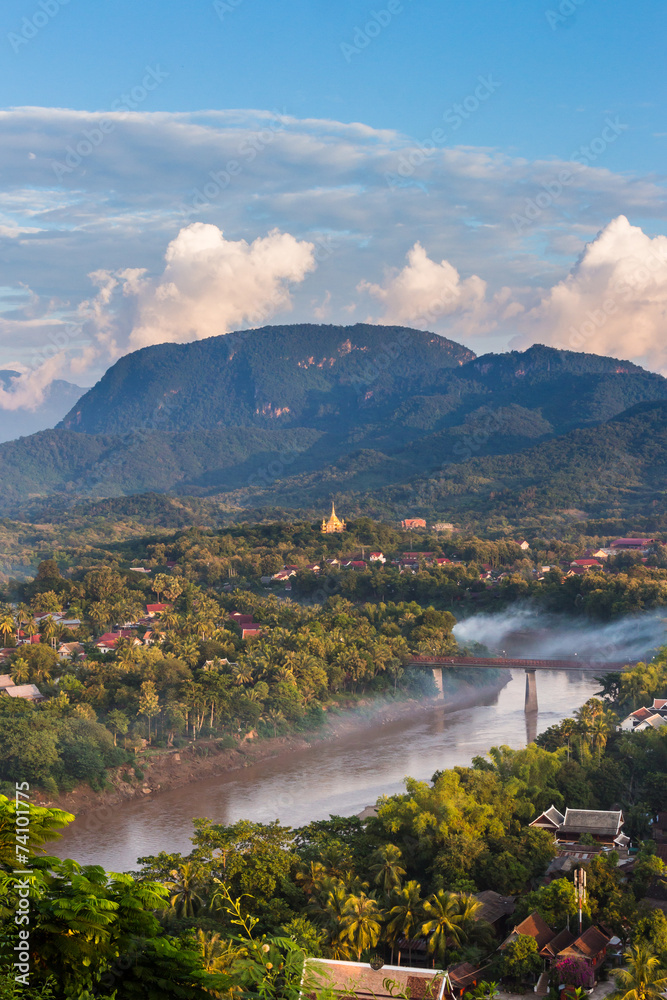 Wall mural Viewpoint and landscape at luang prabang , laos.