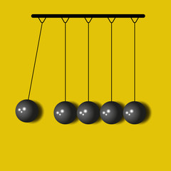 Perpetuum Mobile, balls Newton, yellow business background