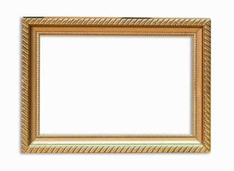 Golden frame picture on isolated white with clipping path.