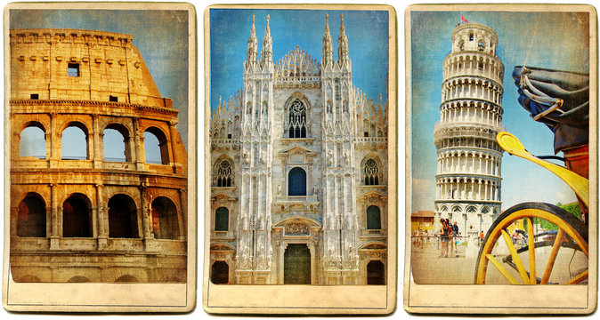 Italian landmarks - vintage cards series