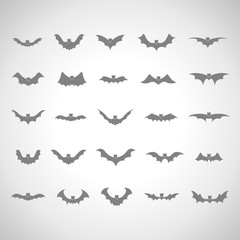 Bat Set - Isolated On Gray Background