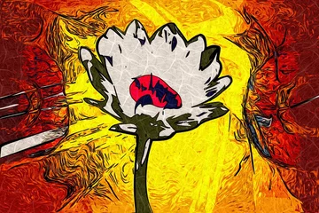 Deurstickers Abstract flower oil painting © maxtor777