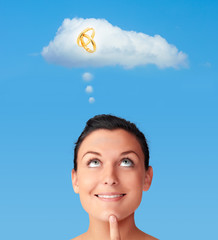 Young woman dreaming about wedding, symbol