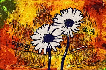 Wandaufkleber Abstract flower oil painting © maxtor777