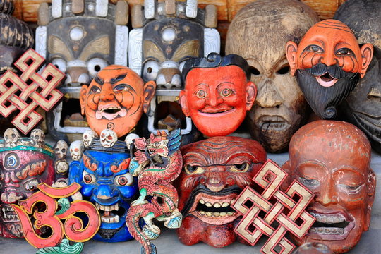 Set of traditional masks. Pokhara-Nepal. 0748