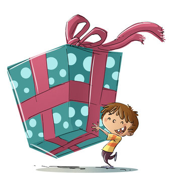 ni&ntilde;o con regalo muy grande