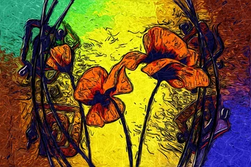 Foto auf Alu-Dibond Abstract flower oil painting © maxtor777