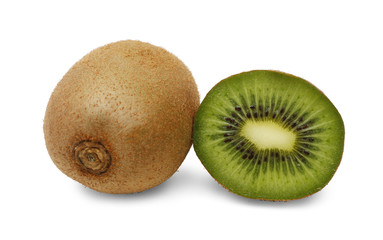 two kiwis on white background
