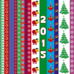 New Year 2015 greeting card with vertical strips