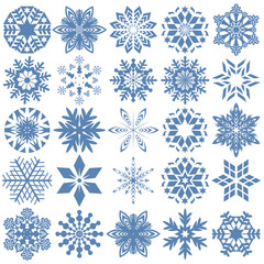 Naklejka na ściany i meble Set of blue snowflakes