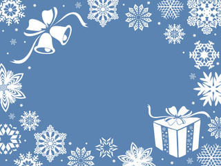 Christmas greeting card in blue shades