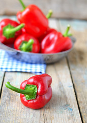 red pepper and parsley root on a wooden background.selective foc