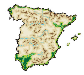 Spain Map Vector Illustration isolated on a white background