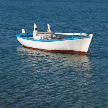 old wood boat at a Mediterranean sea(Greece)
