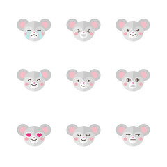 Vector minimalistic flat mouse emotions icon set