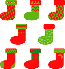 Isolated Red and Green Christmas Stockings