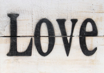 the word love on a wooden vintage background