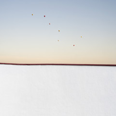 Hot-air balloons in the blue sky