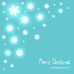 Merry Christmas Postkarte Schnee Schneeflocke petrole