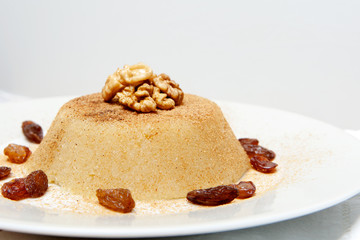 semolina halva sweet desert on plate