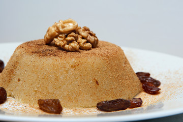 semolina halva sweet desert on plate