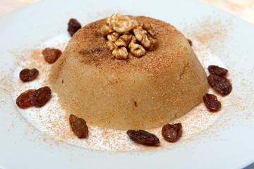 semolina halva sweet desert on plate