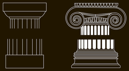 Black and white old-style Greece column