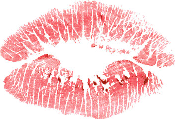 Print of red lips. Vector illustration.