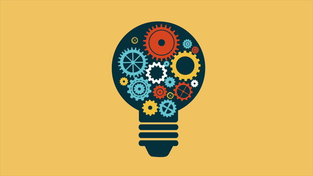 Light bulb with gears, Video Animation, HD 1080