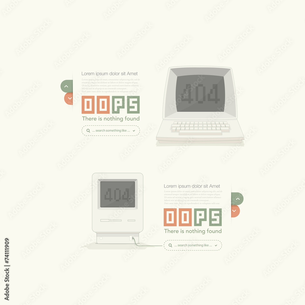 Fototapete website design template element: page not found, 404 error