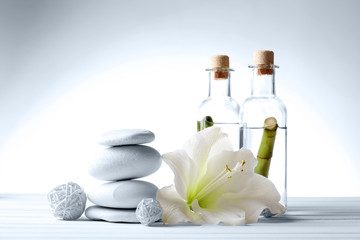 Spa setting on wooden table