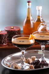 Espresso cocktail served on table