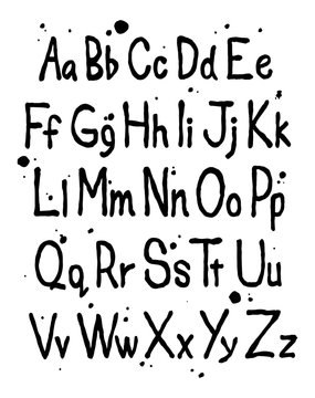 Hand written font alphabet. Vector