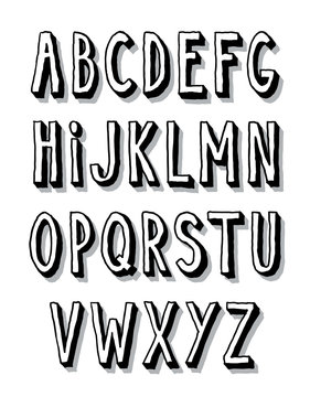 Hand written font type alphabet. Vector