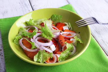 Fresh fish salad with vegetables