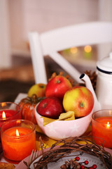 Festive autumn serving table in room