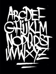 Hand style graffiti font alphabet. Vector