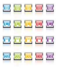 Web Icons: Glassy, metallic colorful icons-easy to edit.