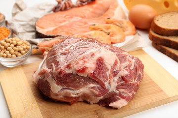 Food high in protein close-up