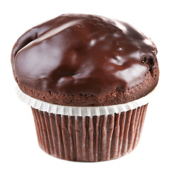 Yummy chocolate cupcake isolated on white