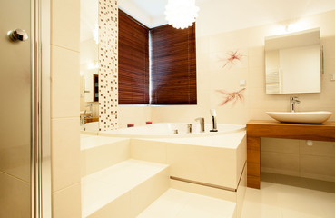 Interior of bright bathroom