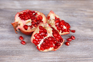 Beautiful composition with juicy  pomegranates,