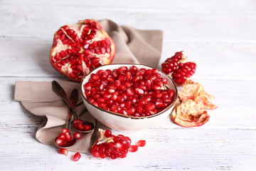 Beautiful composition with juicy  pomegranate seeds,