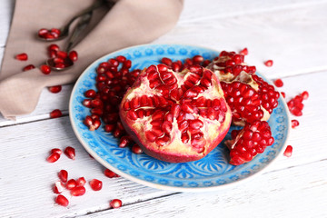 Beautiful composition with juicy  pomegranate seeds,