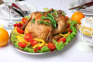 Baked chicken for festive dinner