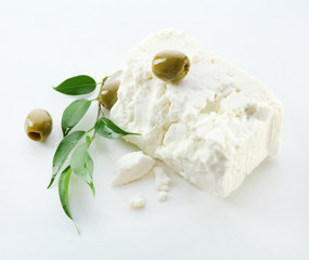 Feta cheese isolated on white