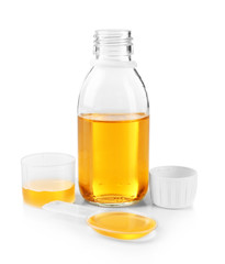 Cough syrup isolated on white