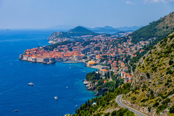 Naklejka na ściany i meble Top view of the seacoast of Dubrovnik, Croatia.